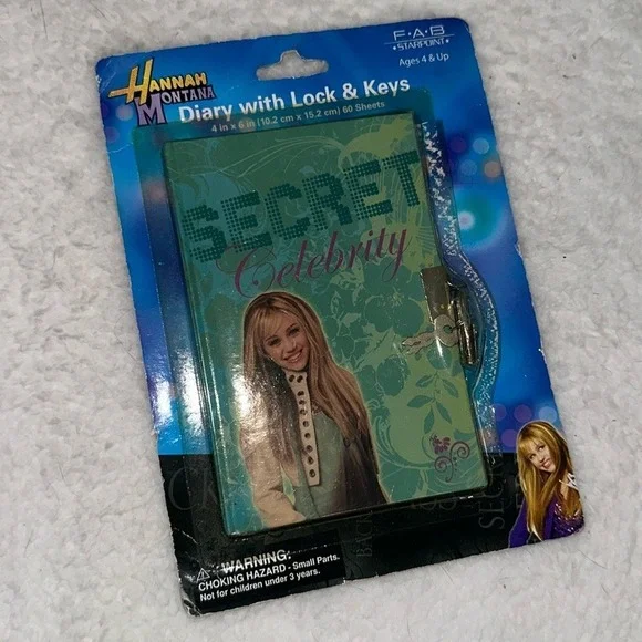 Disney Hannah Montana Diary with Lock and Keys Secret Celebrity Journal 60 Sheet