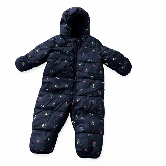 GAP Baby Girl Navy Floral Kids Winter Bodysuit Overall Jacket Snow