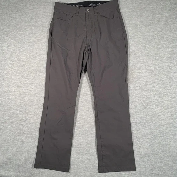 Eddie Bauer Pants Mens 34x29 Gray Stretch Nylon Hiking Zip Pocket Outdoor Travel