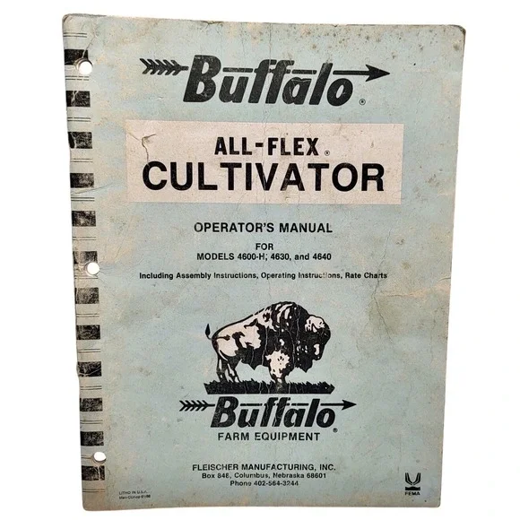 Buffalo‎ Fleischer Mfg. 4600-H, 4630, 4640 All-Flex Cultivator Operator's Manual