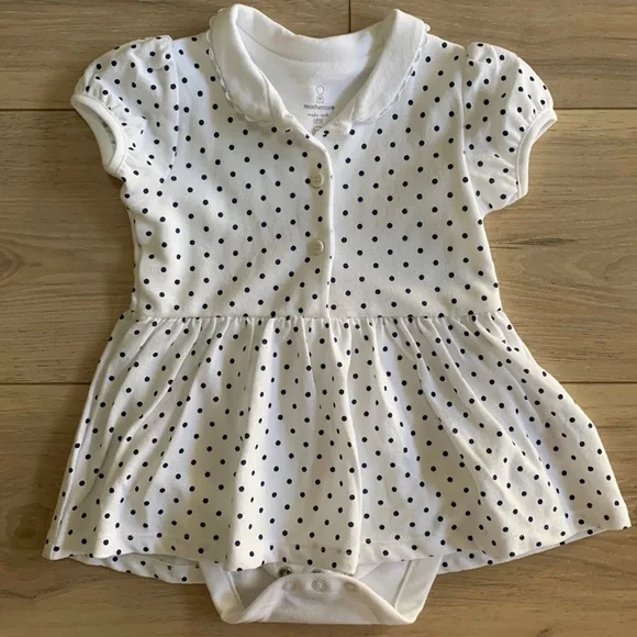 Mothercare Baby Girl White Polka Dot Bodysuit Dress