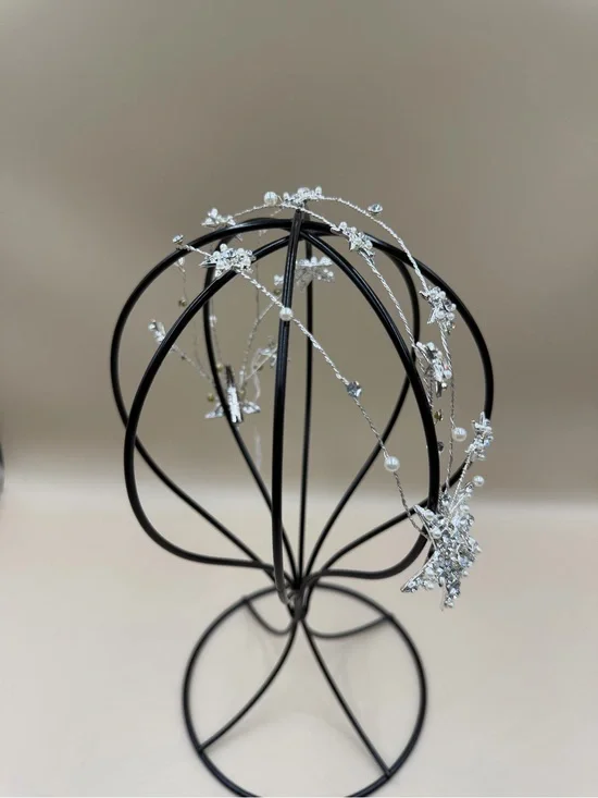 Bridal Crystal Pearl Star Hair Vine Headband Wedding Headpiece Silver New