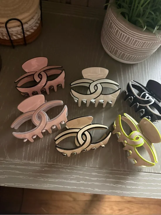 Set of 6 Fashion Acrylic Hair Claw Clip - Assorted Pastel & Neon Colors