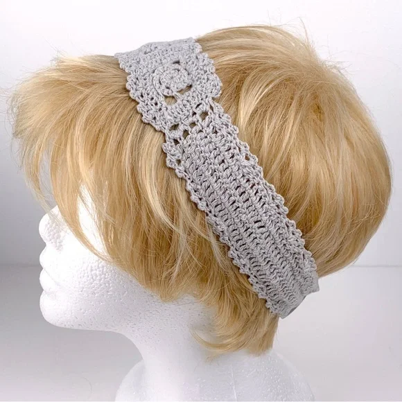 Crochet hair wrap gray women's Charming Charlie crochet headband