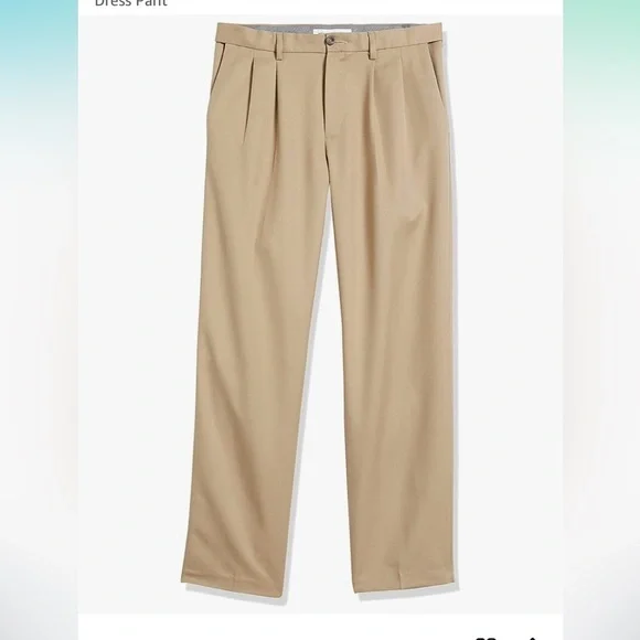 NWT - Men's - Amazon Essentials Classic-Fit Expandable-Waist Pleated Dress Pant