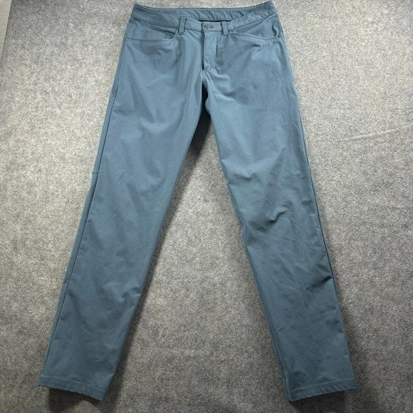 Lululemon ABC Pant Men 32 Iron Blue Slim Fit Warpstreme Tapered 5-Pocket Casual