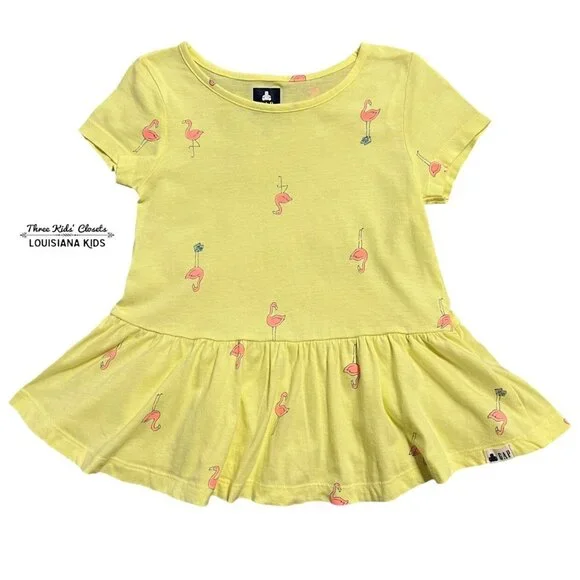 Baby Gap 3Y Yellow Flamingo Peplum Top