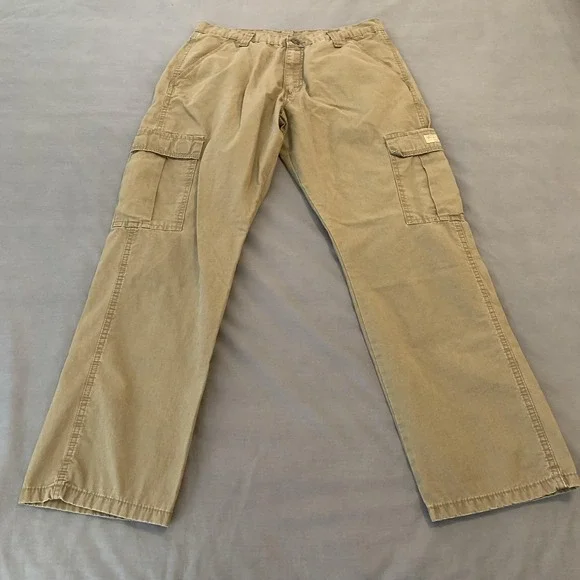 Wrangler‎ Cargo Pants Mens 33x29 Beige Authentic Issue Cotton Workwear Casual