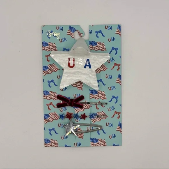 6 PC Berry Patriotic Hair Accessories Bundle NEW