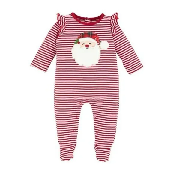 NWT SANTA RUFFLE BABY SLEEPER size 0-3 months
