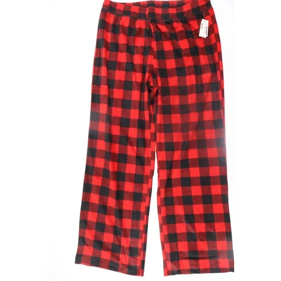 Aeropostale Mens Sleep Pants Buffalo Plaid Red Black Medium Fleece NWT