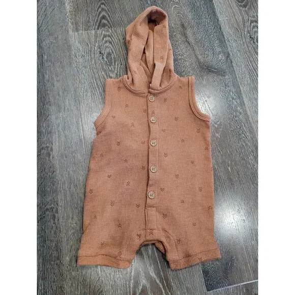 Gerber Modern Moments Hooded‎ Brown Ribbed Baby Boy One Piece #6