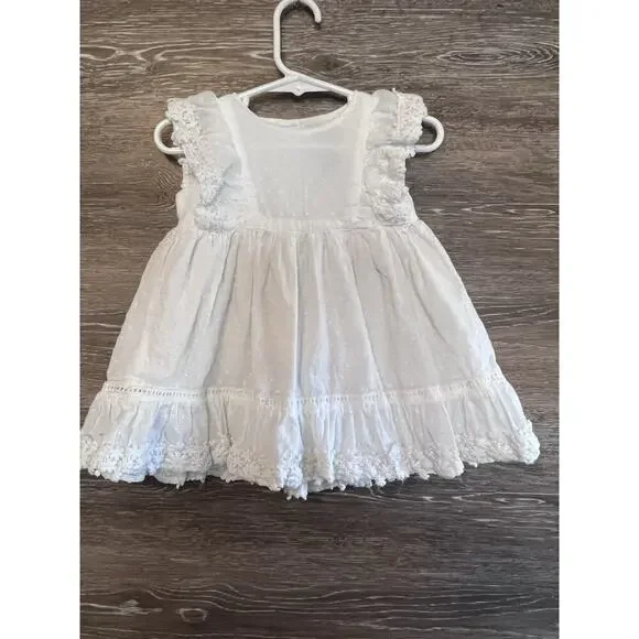 Baby Gap Dress White Cotton 18-24 months Spring Summer Short Sleeves Easter