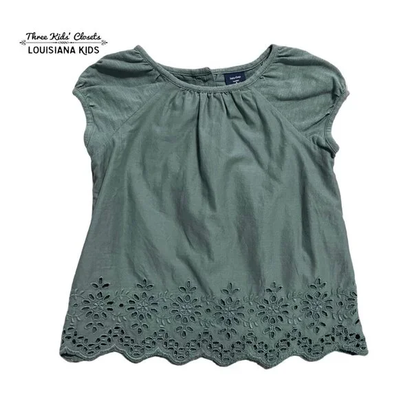 Baby Gap 4Y Green Eyelet Blouse Shirt