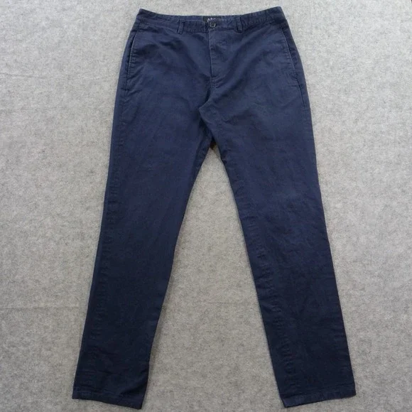 APC Pants Mens 32 Blue Flat Front Chinos Slim Straight Mid Rise Zip Fly
