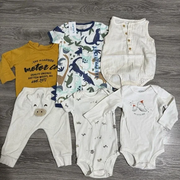 Little Planet 9 Months Baby Boy Bodysuit‎ Dinosaur Lot 6-Piece Many Brands Pants