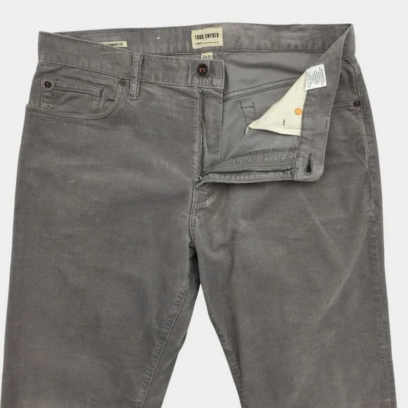 Todd Snyder Mens Grey Straight Fit Corduroy Pants 33x32 Fits 34x27