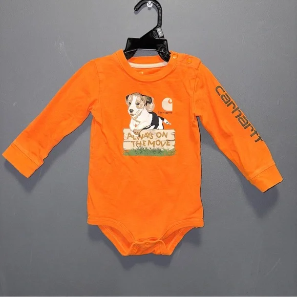 Carhartt Infants 24m Orange Long Sleeve Graphic Bodysuit 