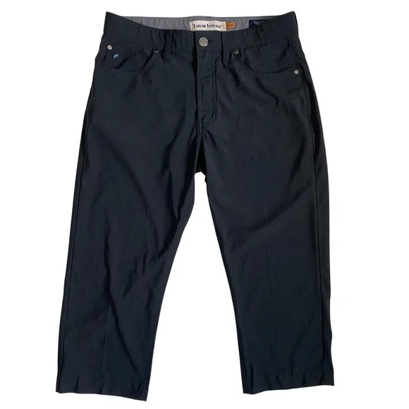 Tailor Vintage Mens Luxe Performance New Canaan Slim Fit Pants Black 32X20