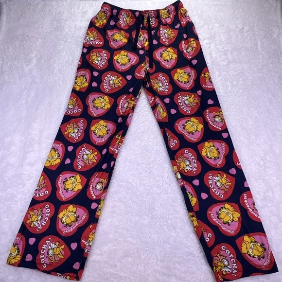 Vintage Garfield Men's‎ Medium Sleep Pants Red Hearts Soft Pajama Pants