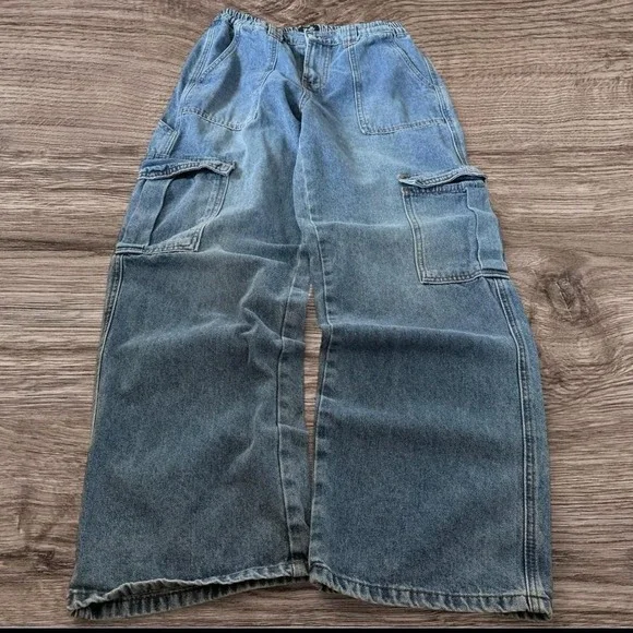 28x28 Blue Baggy Wide Leg Skater Cargo Pants Y2K Grunge Vintage