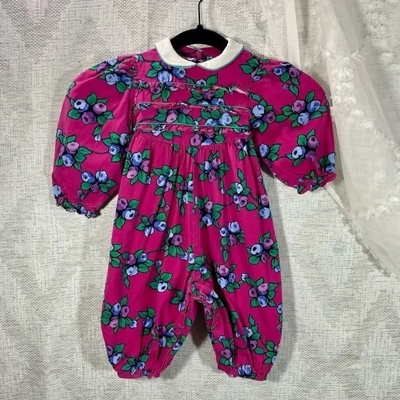 Vintage Baby Cay peter pan collar floral jumpsuit size 24M
