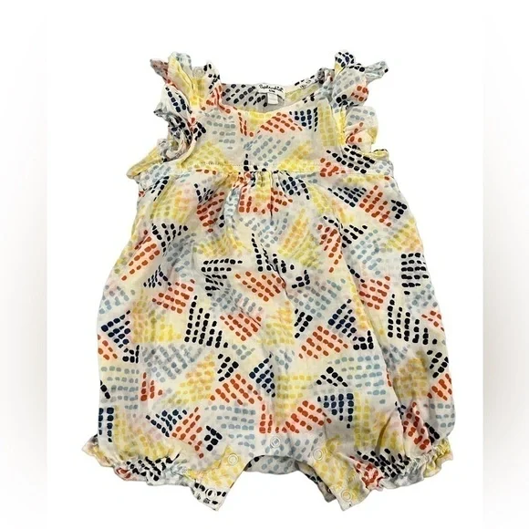 Splendid 6M romper white soft muslin-like cotton w/dot design sleeveless
