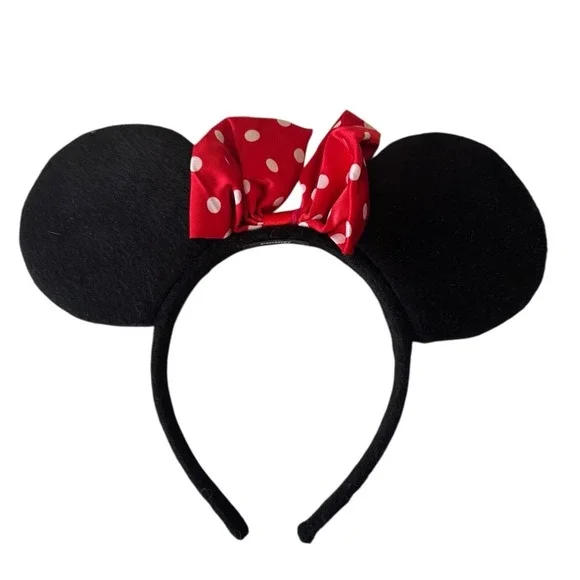 Women's Minnie Mouse Black Ears Headband with Red Polka Dot Bow Vacation‎ Disney