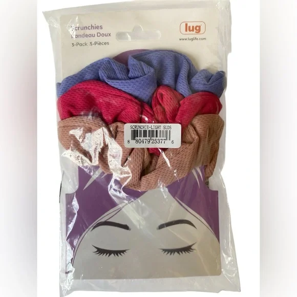 Lug Women's Hair Scrunchies 3-Pack Light Solids New