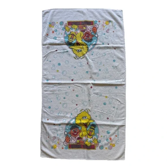 VTG 70s Sesame Street Bath Towel Ernie Bert Big Bird Bubbles USA MADE‎ 42x24