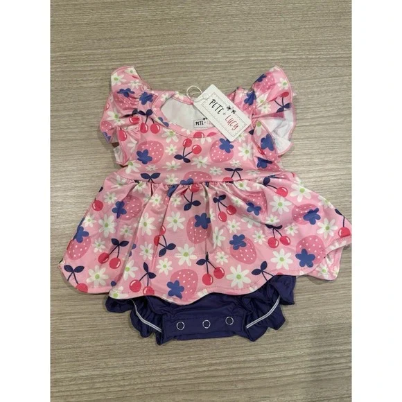 Pete + Lucy Cherry Berry Sweet Girl Romper 0-3 Months