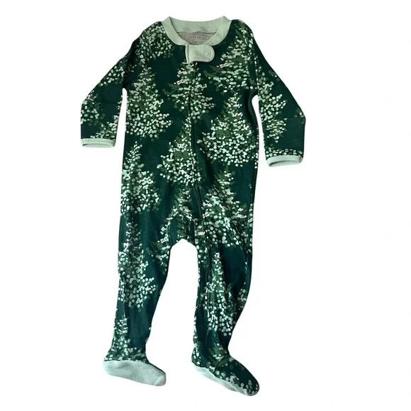 Honest Baby‎ Clothing Organic Cotton Green Christmas Tree Bodysuit Pajamas, 3-6M