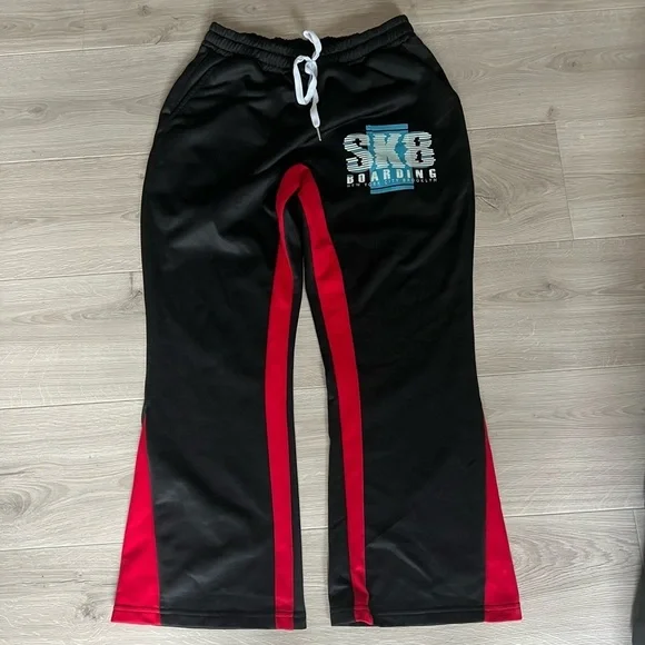 SK8 Boarding Track Pants Black Red Striped Men’s Large EUC Brooklyn athleasure​​