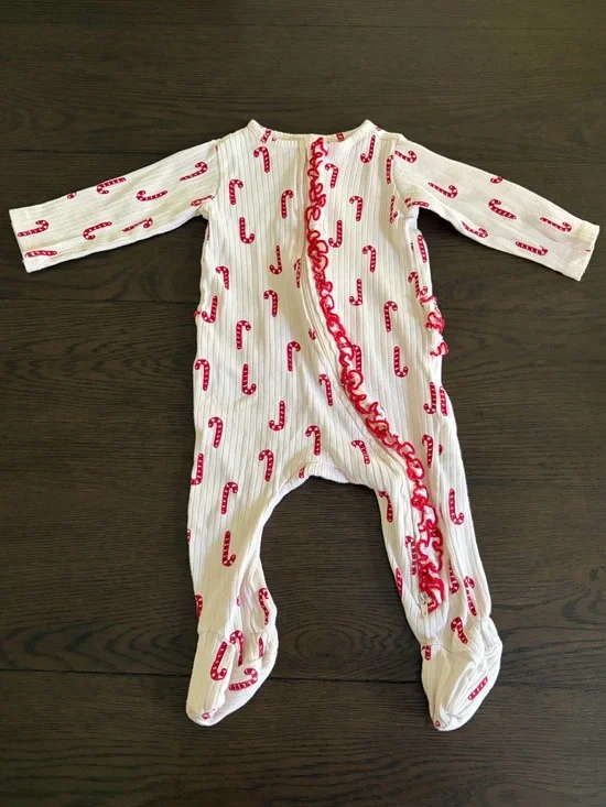 Baby Red & White Candy Cane Footie