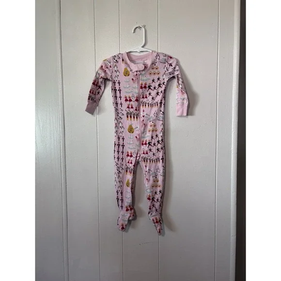 Hanna Andersson 12 Days of Christmas‎ Pajama Zipper Footie 12-18m Organic Pink