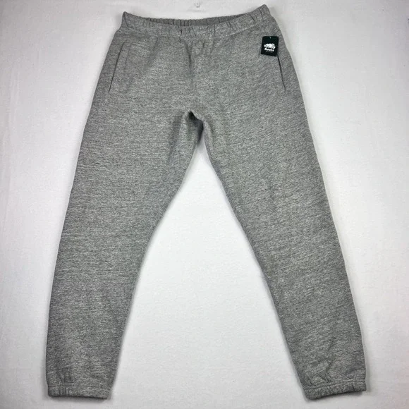 Roots Canada 80's Sweatpants Mens Heather Gray Fleece Joggers NWT Size L