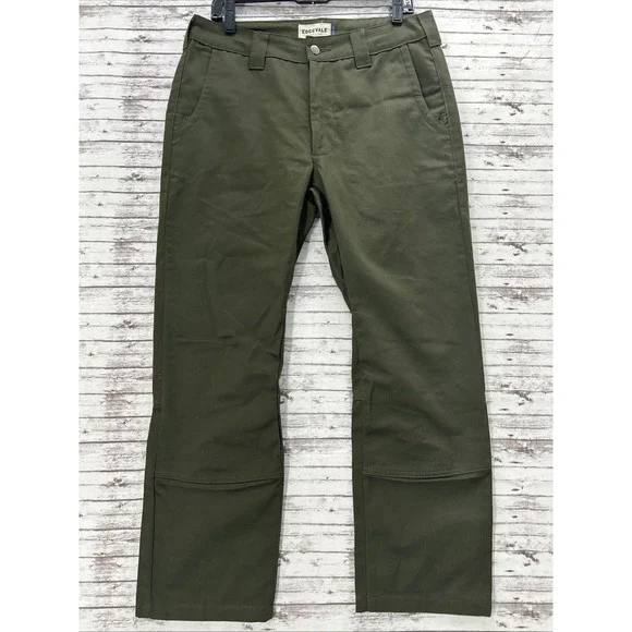 Edgevale Pants Mens 32x28 Green Canvas Chino USA Made Workwear Outdoor Utility