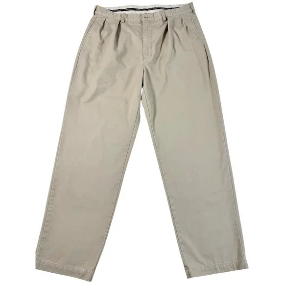 Polo Ralph Lauren Pleated Chino Pants Men‎ 38x32 Khaki Cotton Dress Casual