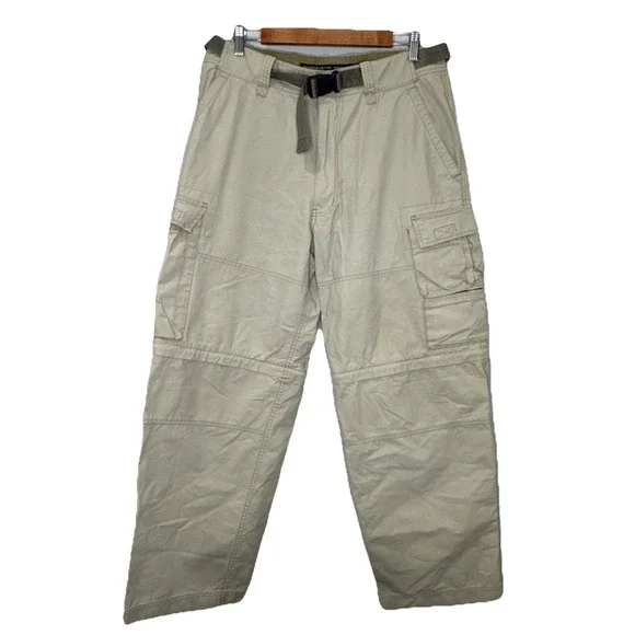 Abercrombie And Fitch VTG Y2K Men's Beige Paratroops Belted Cargo Pants Size M