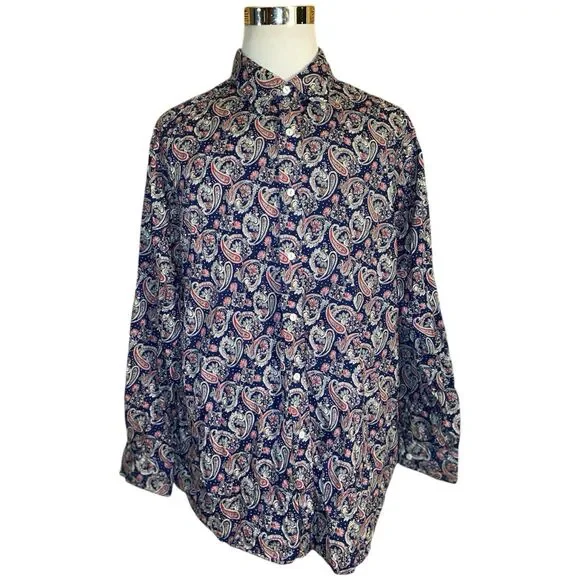 Cremieux Premium Paisley Shirt Men’s 3XB Long Sleeve Button Up Flip Cuff