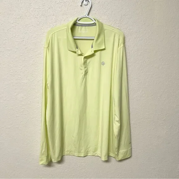 Coolibar Collar Shirt Mens Golf Polo Erodym UPF 50 Performance Size XXL Yellow