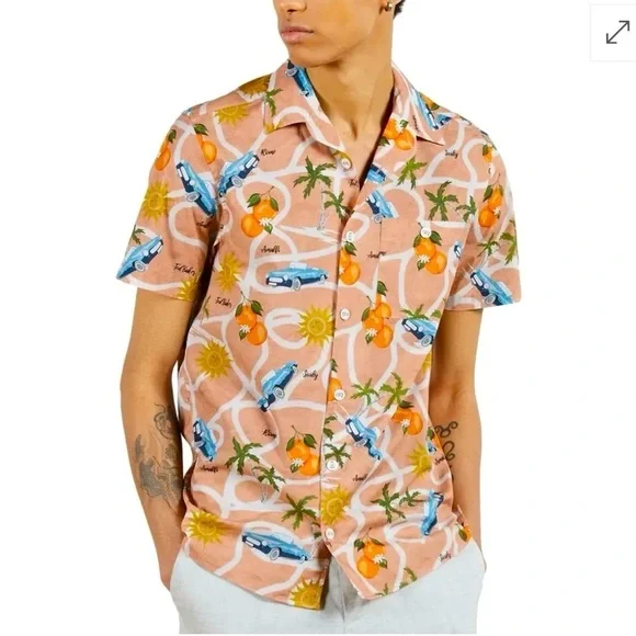 TED BAKER LONDON | UDON SHORT SLEEVE STRETCH BUTTON UP ROMAN HOLIDAY SHIRT XXL