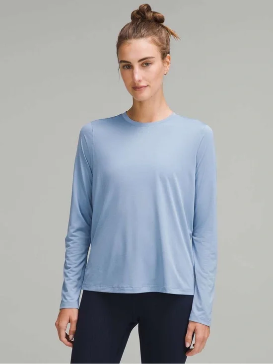 Lululemon Flawed* Ultralight Hip Length Long Sleeve Cotton Shirt, Blue – Large