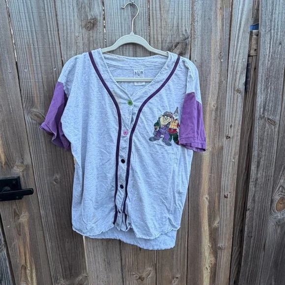 Vintage 1994 Looney Tunes Bugs Taz Sylvester Baseball Shirt Distressed Size L