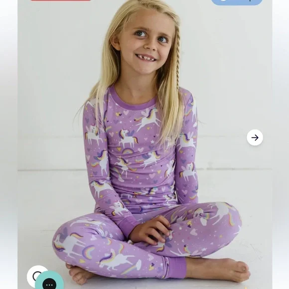 Little Sleepies Purple Unicorns Toddler Girl Pajama Set Long Sleeved 3T