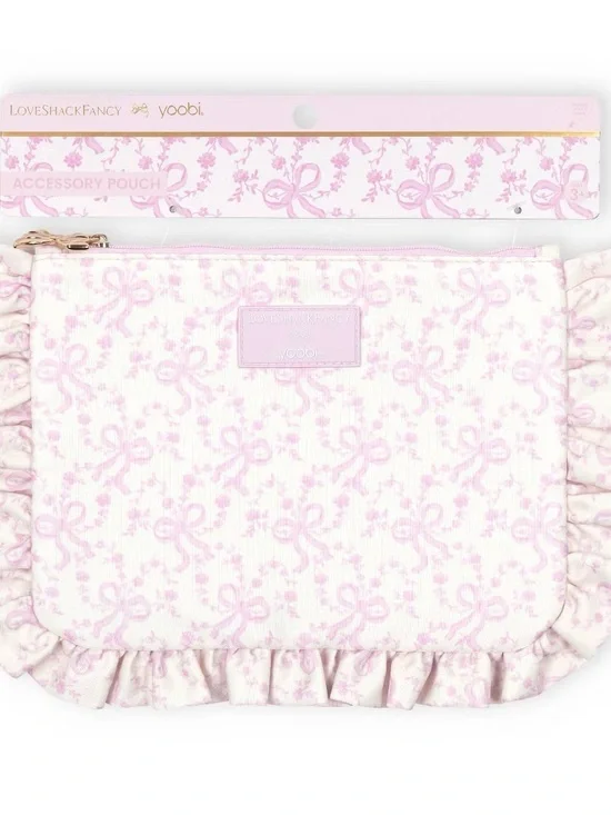 🎀 🎯 LoveShackFancy x Target - Yoobi Coquette Bow Pencil Case w/Ruffles Chantilly