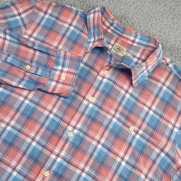 Faherty Shirt Men 2XL Pink Blue Plaid Button-Up Long Sleeve Elevated Casual Soft