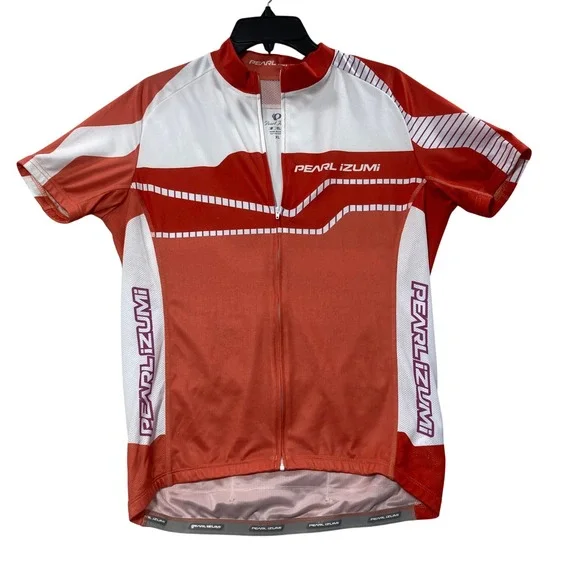 Pearl Izumi Elite Mens XL Cycling Jersey Red White Full Zip Short Sleeve Biking