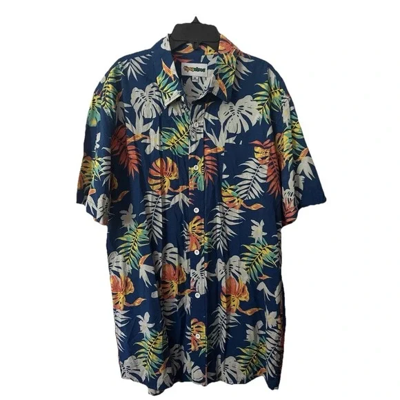Tipsy Elves Men's‎ XL Deep Blue Sea Hawaiian Button-Up Shirt
