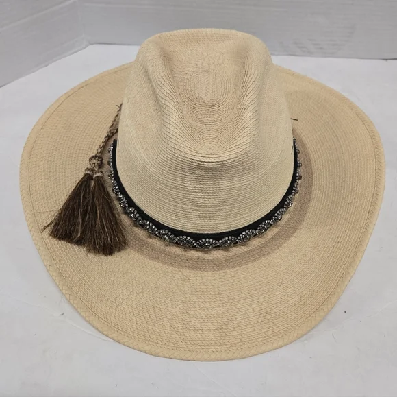 Sun Body Hat Houston Texas Handcrafted Palm Straw Havana Hat 7 1/8‎ ( 57 )